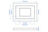 Measurement chart of a rectangular art frame (landscape) with dimensions in centimeters and inches.